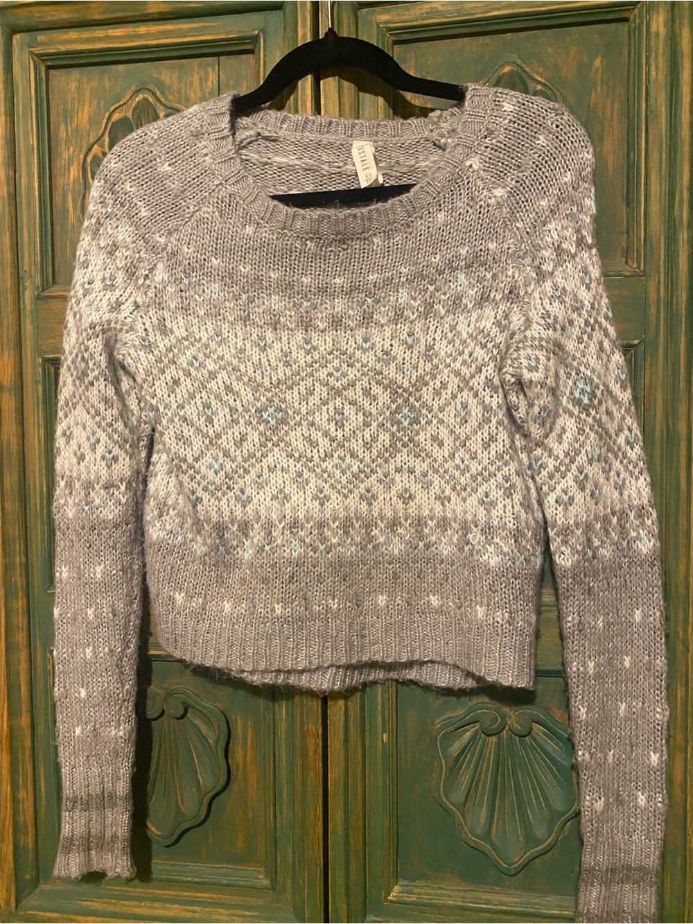 Aeropostale Light Gray Patterned Crewneck Sweater